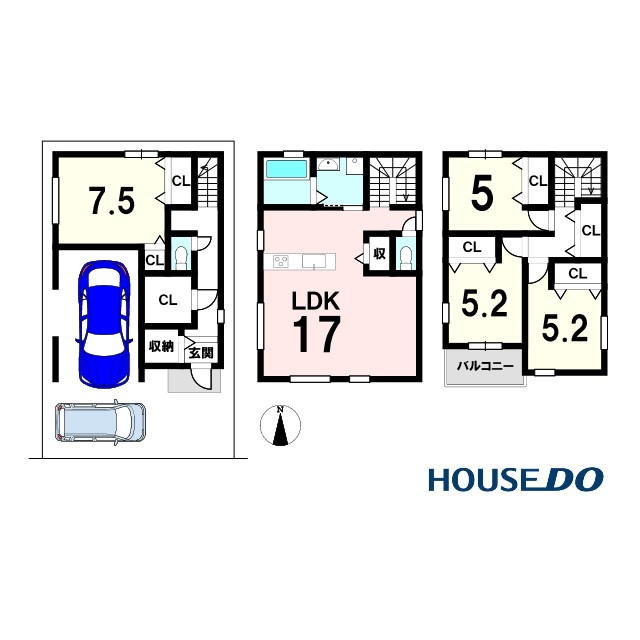売土地　大東市明美の里町2号地（建築条件なし更地）の参考プラン|略図につき現況を優先致します。