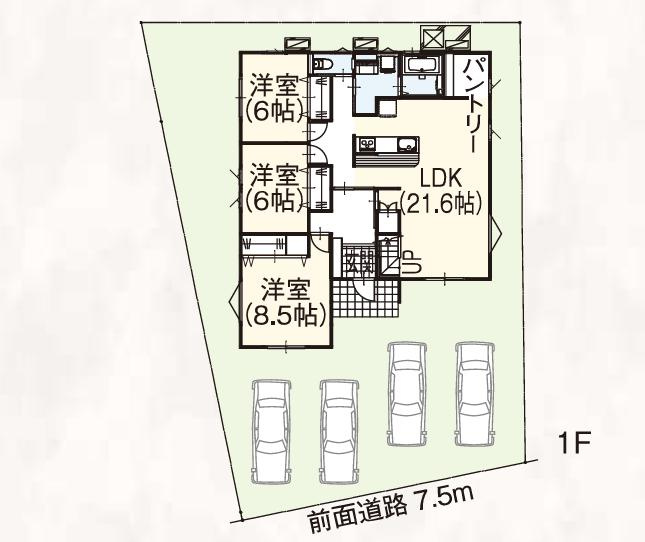 土浦市中村南1丁目　新築戸建　平屋建ての区画図