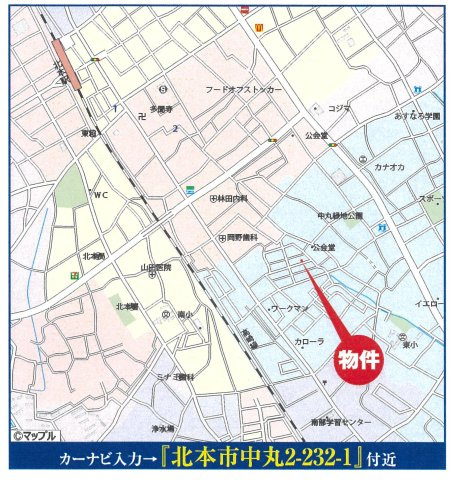 仲介手数料無料　北本市中丸２丁目　新築戸建　全１棟の地図