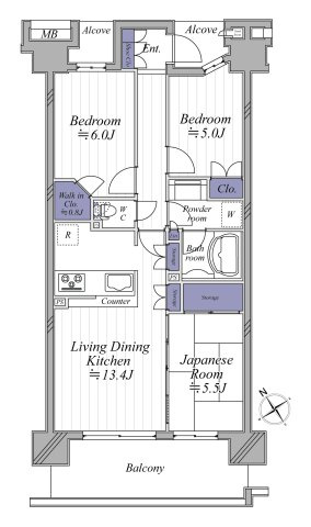 【間取り】 | ローレルコートかしわ台 | 68.20㎡・3LDK。南西向きバルコニーに面した明るいリビングダイニングが魅力。
