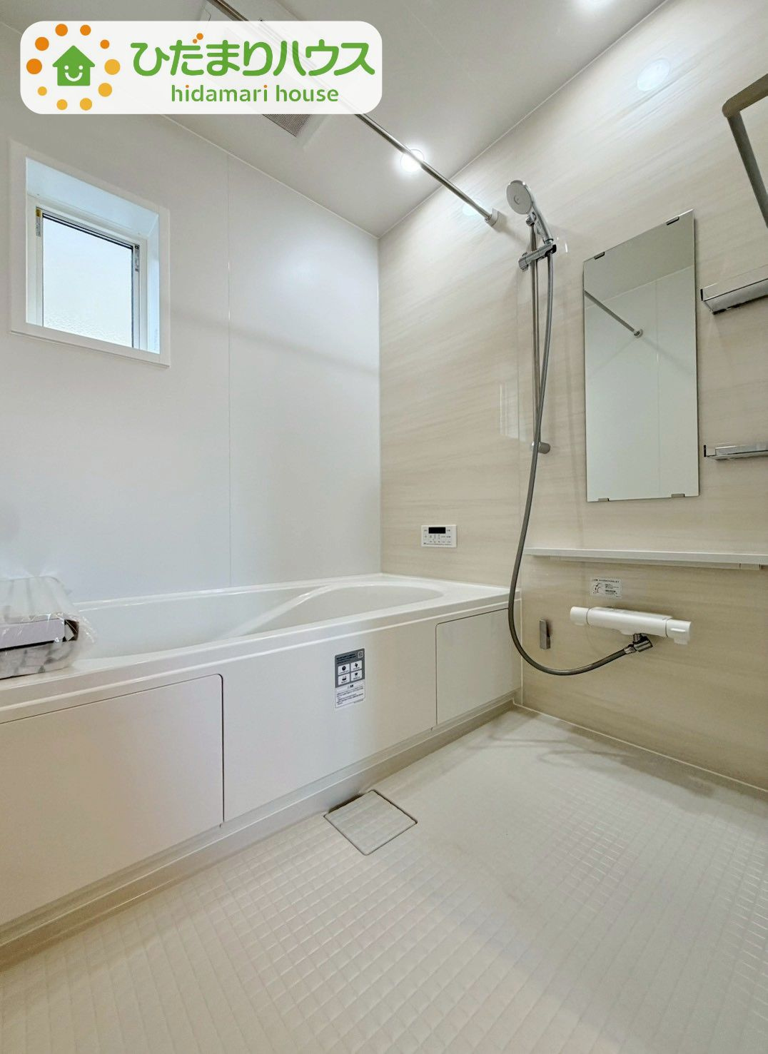 野田五木新町　新築戸建　1号棟の浴室|清潔感のある浴室は自分一人のリラックス空間を演出してくれます。もちろんお子様と一緒でも十分な広さがあり快適です(^^♪							
