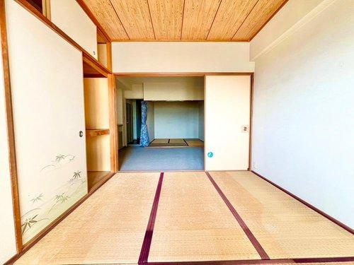 水鉄アーバンコンフォート岩出の和室|和室6帖から見たリビングダイニングと和室4.5帖