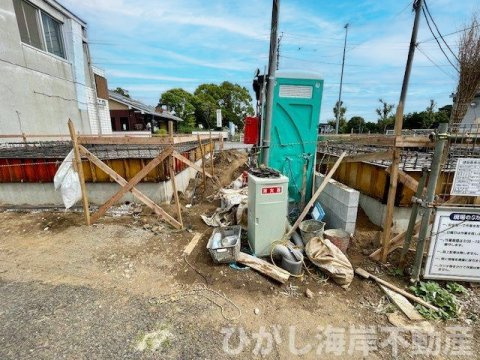 平塚市上平塚　新築戸建　全2棟の駐車場|9月23日撮影　工事中　駐車スペース