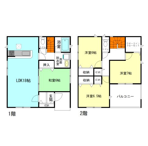 【間取り】 | クレイドルガーデン高崎市下里見町第1ー① | 家族と自然に顔合わせできるリビングアクセス階段！
全居室6帖以上ののびのびとした間取り！