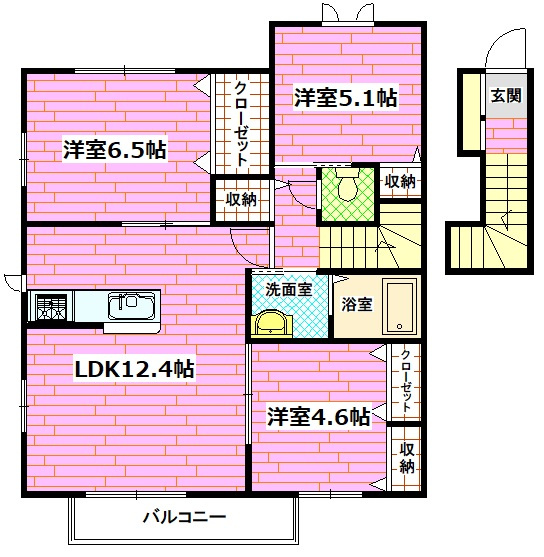 ニューヴァレイ船越　A棟の間取り