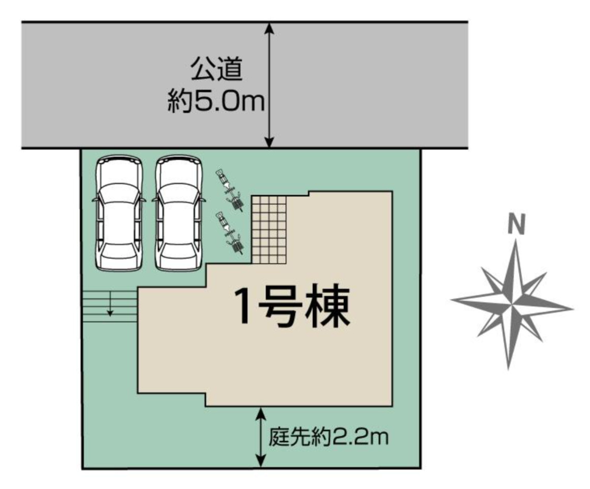横浜市金沢区富岡西4丁目 新築戸建て【仲介手数料無料】カースペース2台の区画図