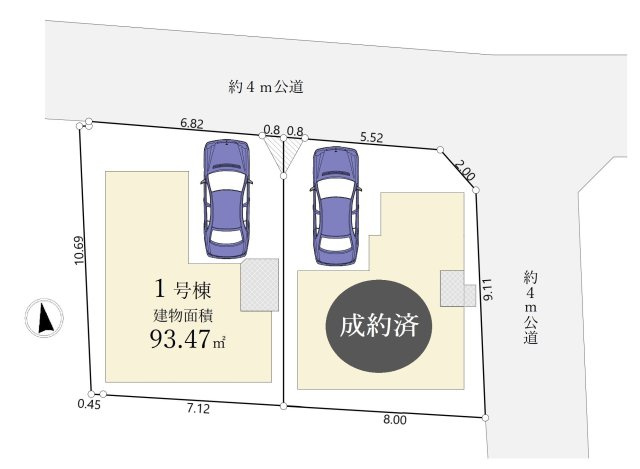 練馬区貫井4丁目 全2棟 1号棟の区画図|角地を含む全2棟
光と風を享受する心地よい立地です