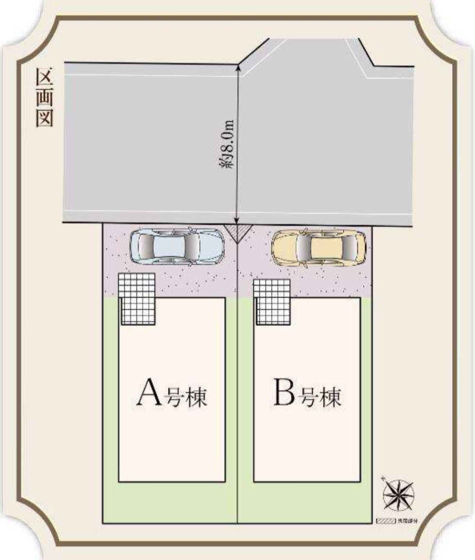 横浜市磯子区森が丘2丁目 新築戸建て【仲介手数料無料】の区画図