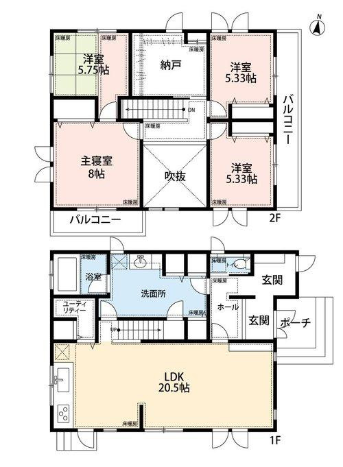 和歌山県海草郡紀美野町 中古戸建の間取り|間取図