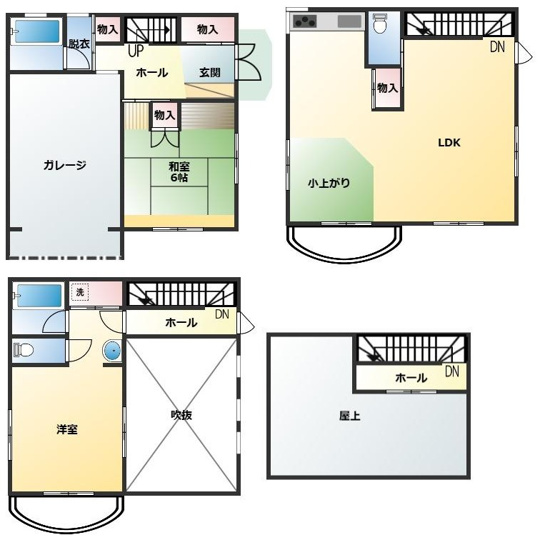 【間取り】 | 【屋上付】沼田市横塚町　３階建2LDK