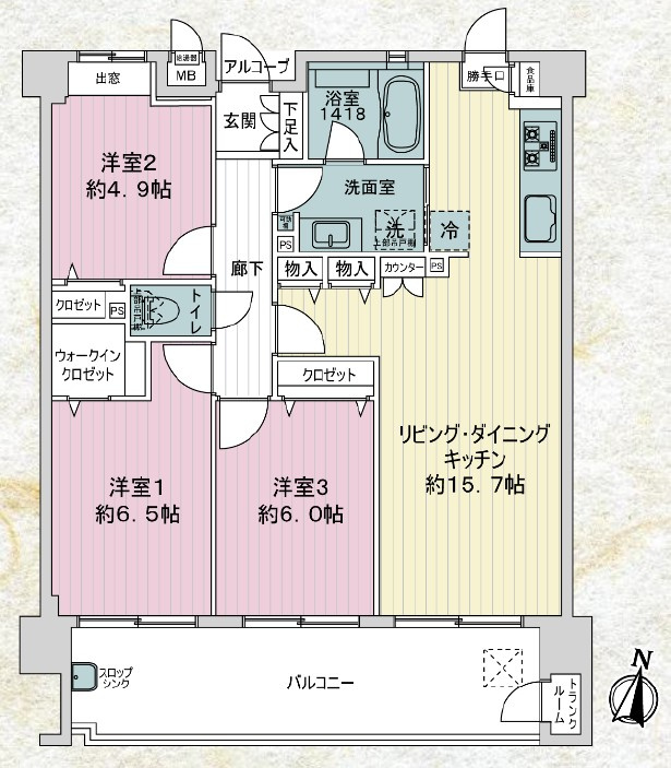 ライフピア新越谷IIアーバンアクシスの間取り