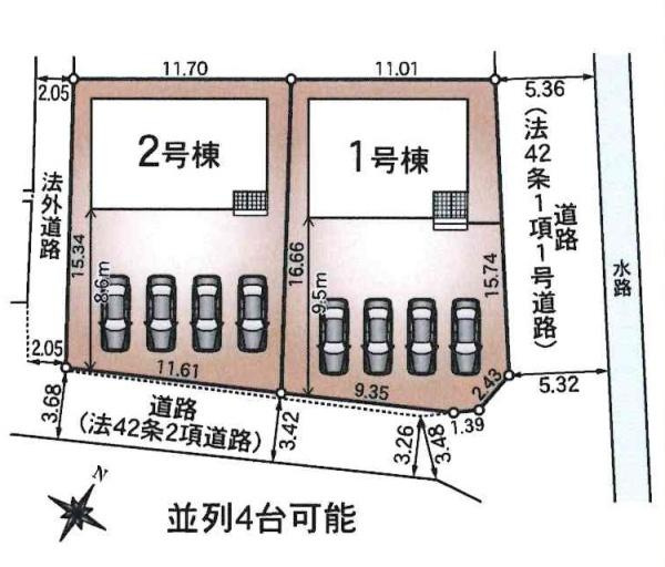 豊川市御津町御馬東第2　全2棟・2号棟の区画図