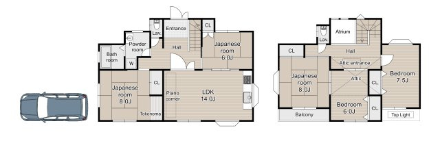 尼崎市富松町４丁目中古戸建の間取り|各居室６．０帖以上の５LDK＋屋根裏収納庫付
