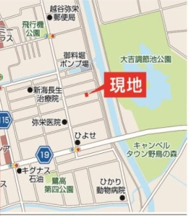 越谷市弥栄町新築戸建ての地図