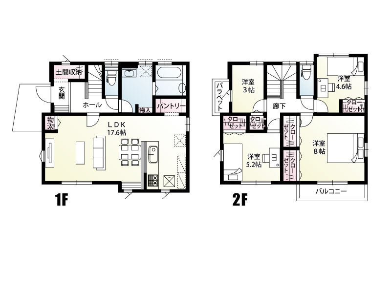 《1号棟　区画図》駐車2台可能です！