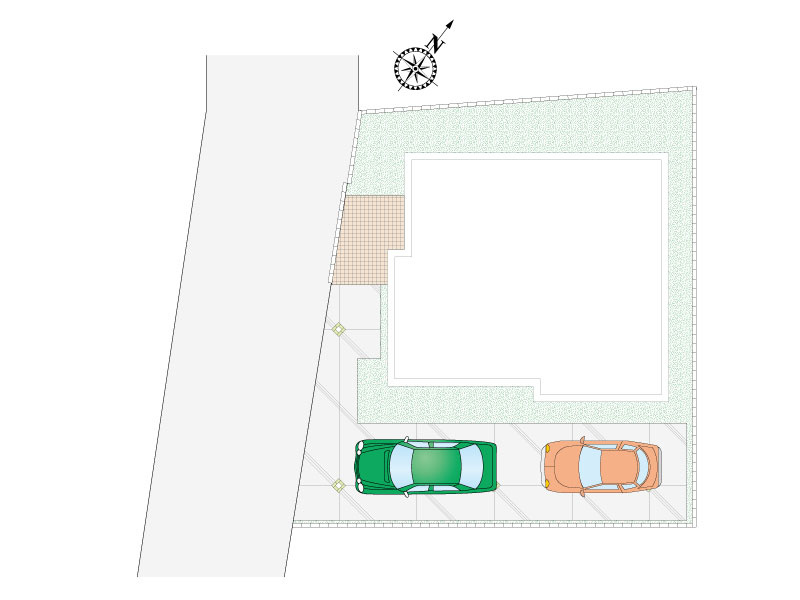 《1号棟　区画図》駐車2台可能です！
