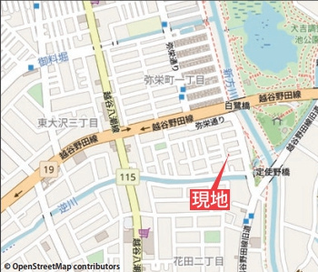 越谷市東大沢新築戸建ての地図