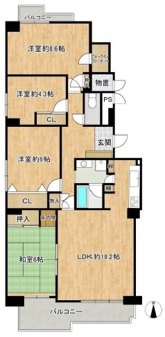 東急ドエル名谷つつじが丘ビレジ２号棟の間取り