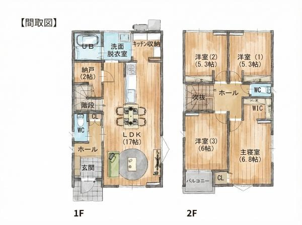 横田2丁目Ｗ棟　新築の間取り|図面と現況が異なる場合は現況を優先させていただきます。