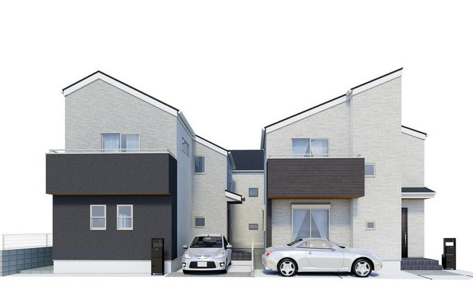 練馬区春日町5丁目　快適エリア　角地含む全3棟の外観パース