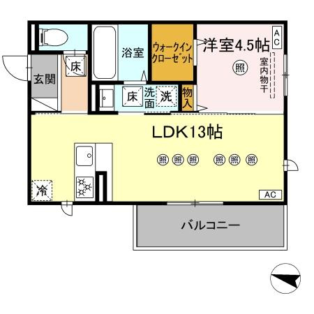 熊本市北区飛田４丁目のアパートの間取り
