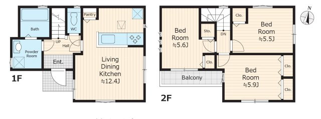 府中市若松町５丁目 京王線 多磨霊園駅 新築戸建の間取り