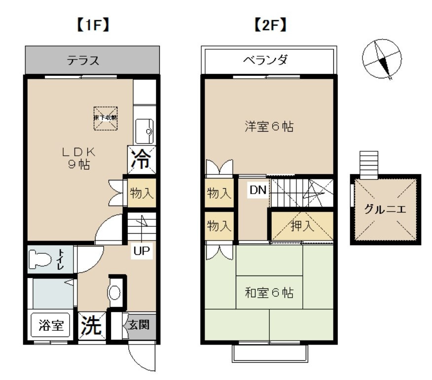 アメニティプラザ青葉の間取り|メゾネットタイプの２ＬＤＫのお部屋です♪