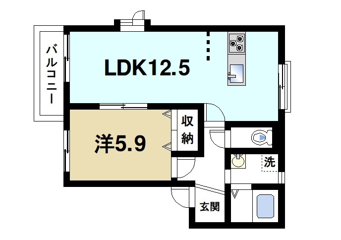 エクセル青垣の間取り|1LDKの間取りです