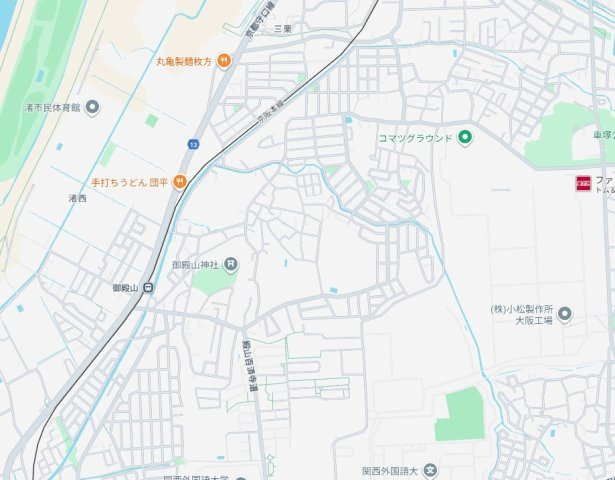 枚方市渚元町　第3期　新築一戸建ての地図