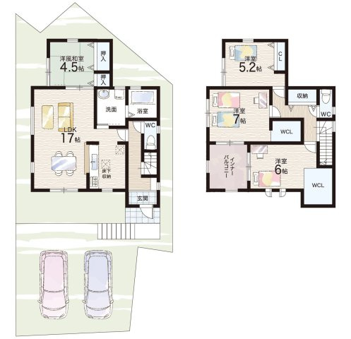 枚方市渚元町　第3期　新築一戸建ての間取り|1号地