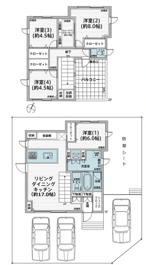 蓮田市閏戸　中古戸建の間取り|人気の一条工務店施工のオール電化住宅です！リビング階段は家族とのコミュニケーションが取りやすく、自然と家族が集まるリビングに◎床暖房付きなので、冬場も足先から暖かく快適に過ごせます◎