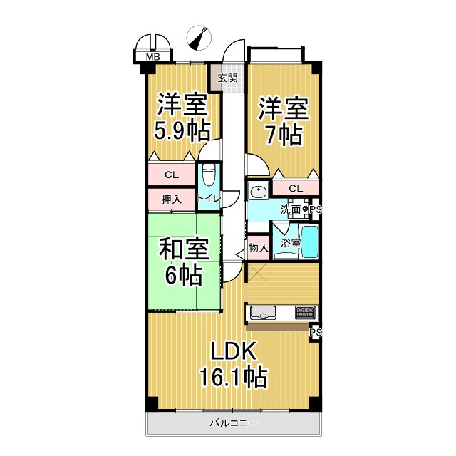 京都白川アーバンコンフォートの間取り