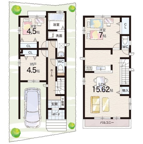 明石市太寺天王町　新築一戸建ての間取り