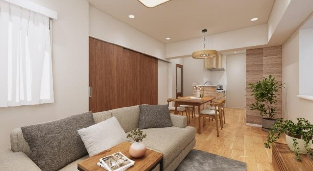 桜木町パークハウス【仲介手数料半額】ペット可♪の居間・リビング