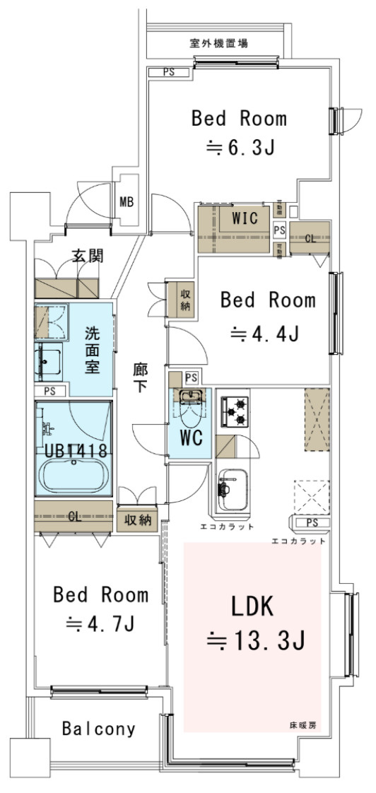 桜木町パークハウス【仲介手数料半額】ペット可♪の間取り