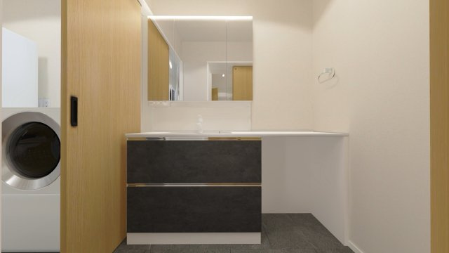 板橋区三園1丁目　土地37坪×新築戸建　限定1棟の完成予想図|洗面所　完成予想図