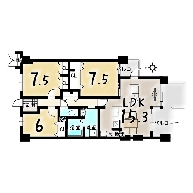 サンシティ桂坂参番館の間取り