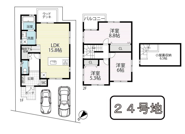２０２３年４月完成の築後未入居物件◆小屋裏収納付き３ＬＤＫ◆伏見区羽束師古川町の間取り