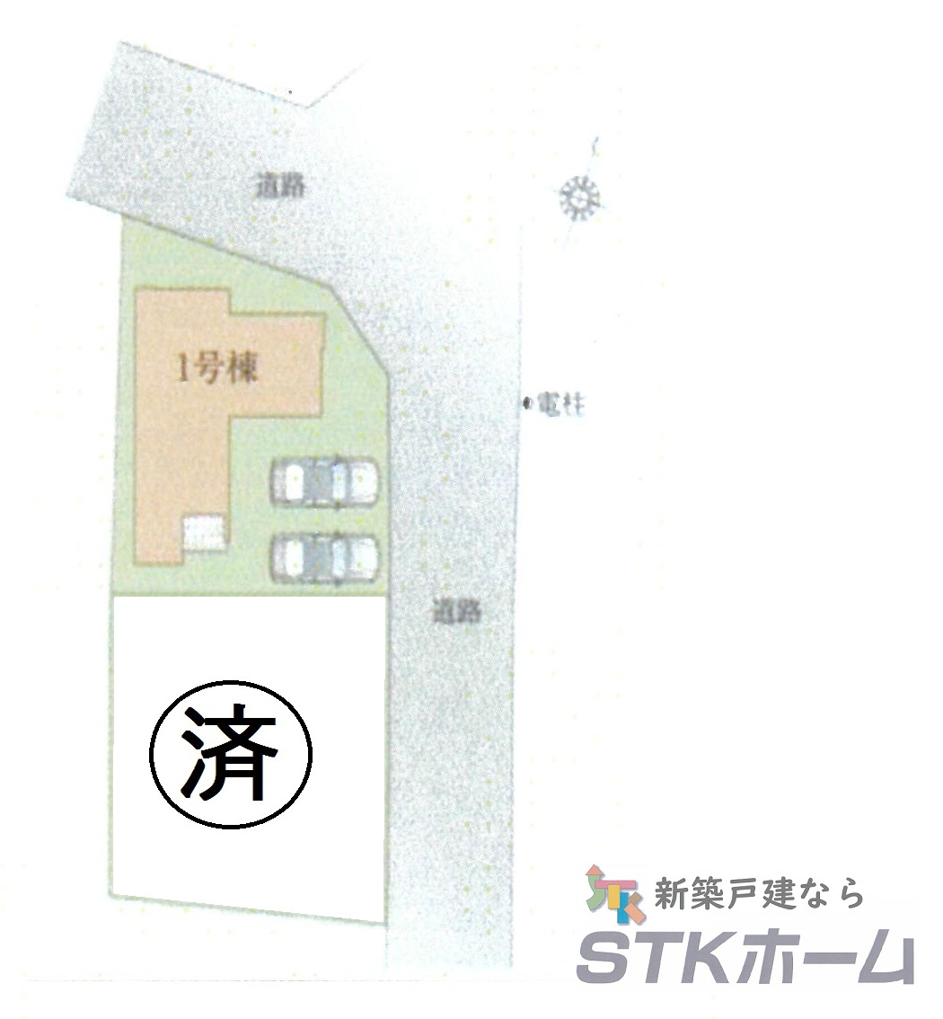 仲介手数料無料　伊奈町本町2丁目　新築　全２棟の区画図