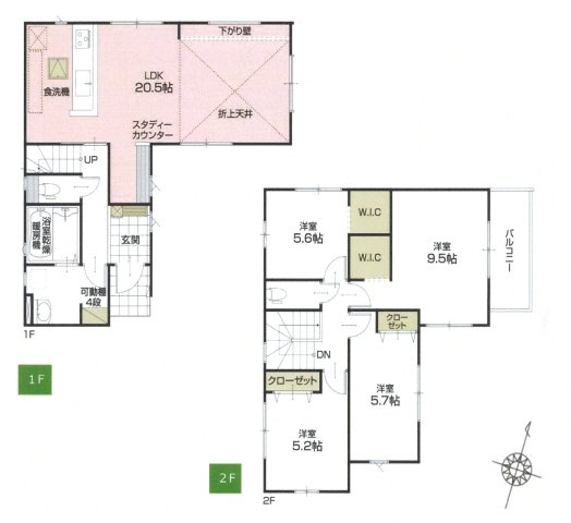 仲介手数料無料　伊奈町本町2丁目　新築　全２棟の間取り