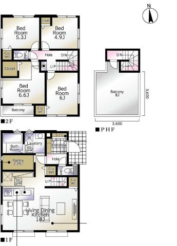 旭区善部町　新築戸建ての間取り