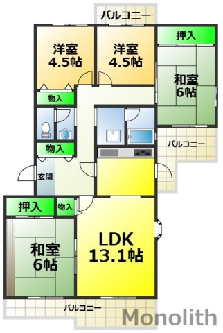 いぶき野３丁目5号棟の間取り