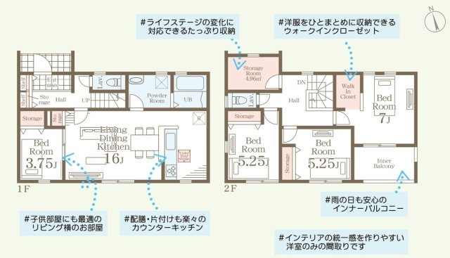 【Livele Garden】　古河市下辺見　第６　全6邸の間取り|〇4LDK+S〇
家事の負担を減らす『水廻り集中』プラン♪
※+Sとは、ストレージルームのことです。