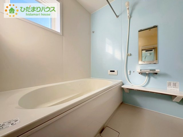 ひたちなか稲田10期　新築戸建　6号棟の浴室|今日も１日お疲れさまでした。広いお風呂で疲れを癒してください、、、♡