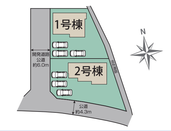 下宮地新築戸建て①号棟の区画図|１号棟