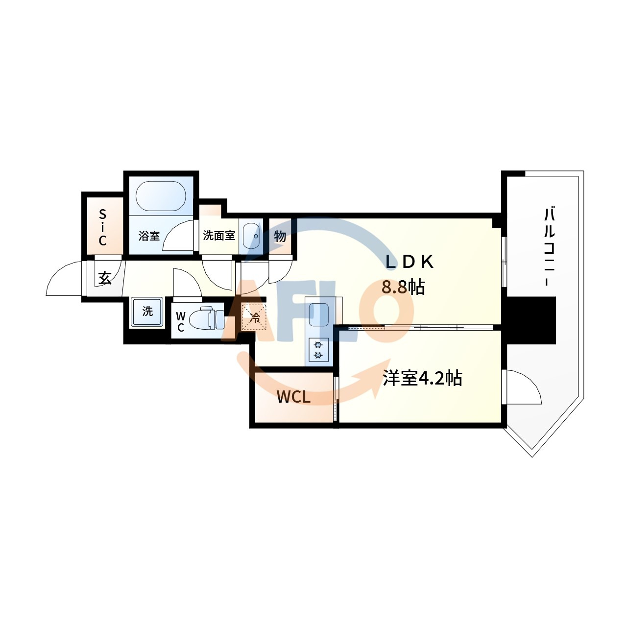 コンフォリア・リヴ本町WEST　Qの間取り