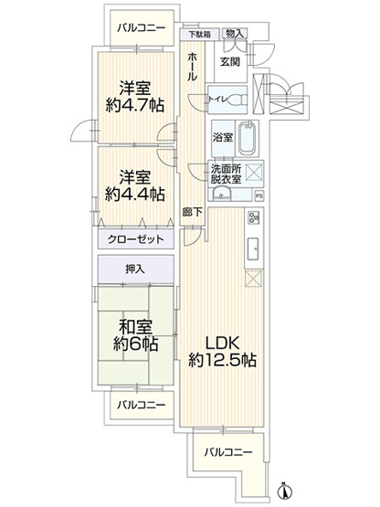 【間取り】 | グランドメゾン上野公園 中古マンション | 効率的かつ暮らしのことをしっかり考えた間取りです
