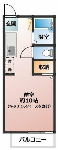 単身者向けの1Rです。