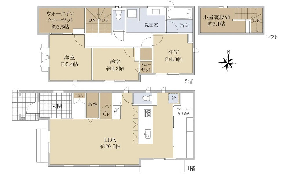 広島市佐伯区海老園２丁目　中古一戸建ての間取り