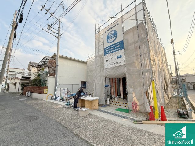 岸和田市磯上町　第6期　新築一戸建ての前面道路含む現地写真|周辺は落ち着いた街並みの住宅地！子育てがしやすい住環境です！まだ未完成ですが、現地でしかわからない事もございます。是非一度ご覧ください。